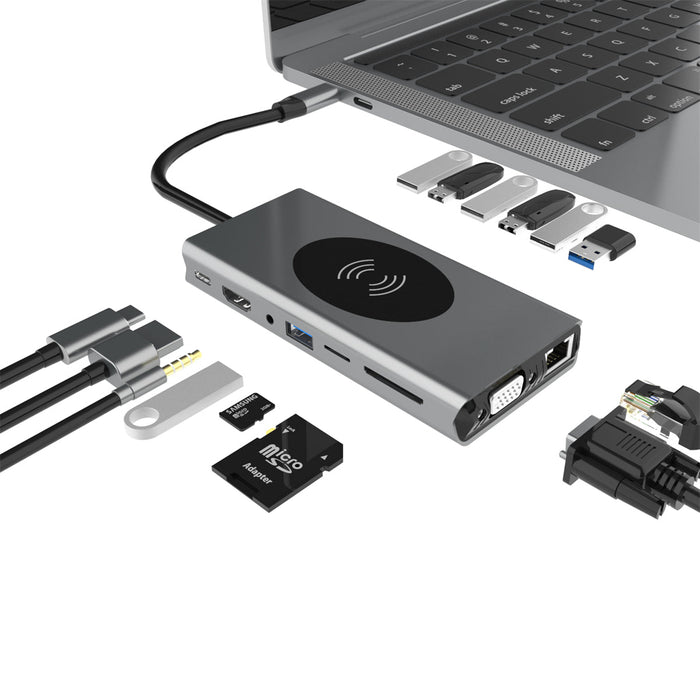 Type-C 15-in-1 Docking Station - USB 3.0 Hub with Dual HDMI Ports - Ideal for Multi-Display Setups & Streamlining Workspaces