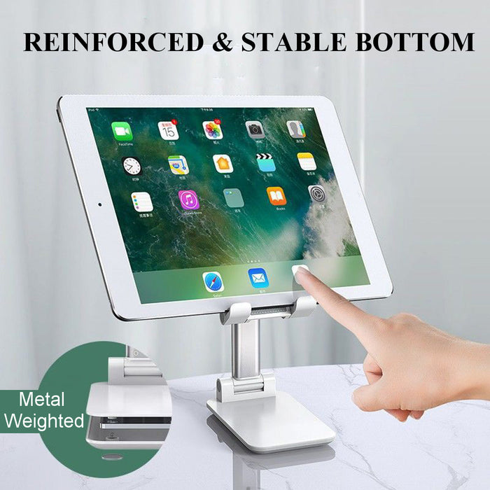 CCT9 Universal Folding Telescopic Stand - Desktop Mobile Phone and Tablet Holder Compatible with iPad Air, iPhone 12, XS, 11 Pro, POCO X3 NFC - Ideal Stand for Work, Home and Travel Use