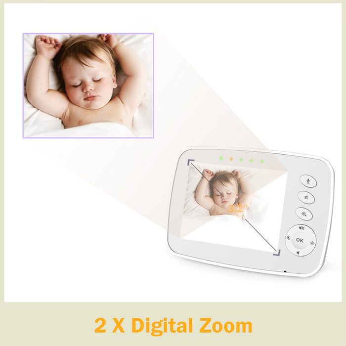 SM32 Wireless Video Baby Monitor - 3.2 Inch LCD Screen, Two Way Audio, Night Vision, Temperature Monitoring - Ideal for Secure Baby Surveillance and Communication