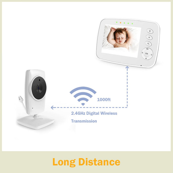 SM32 Wireless Video Baby Monitor - 3.2 Inch LCD Screen, Two Way Audio, Night Vision, Temperature Monitoring - Ideal for Secure Baby Surveillance and Communication