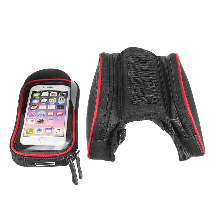 Mobile Phone Bicycle Front Bag - 6.2" Touch Screen Frame Case, Bilateral Tube Bag - Ideal for Cyclists Needing Easy Phone Access