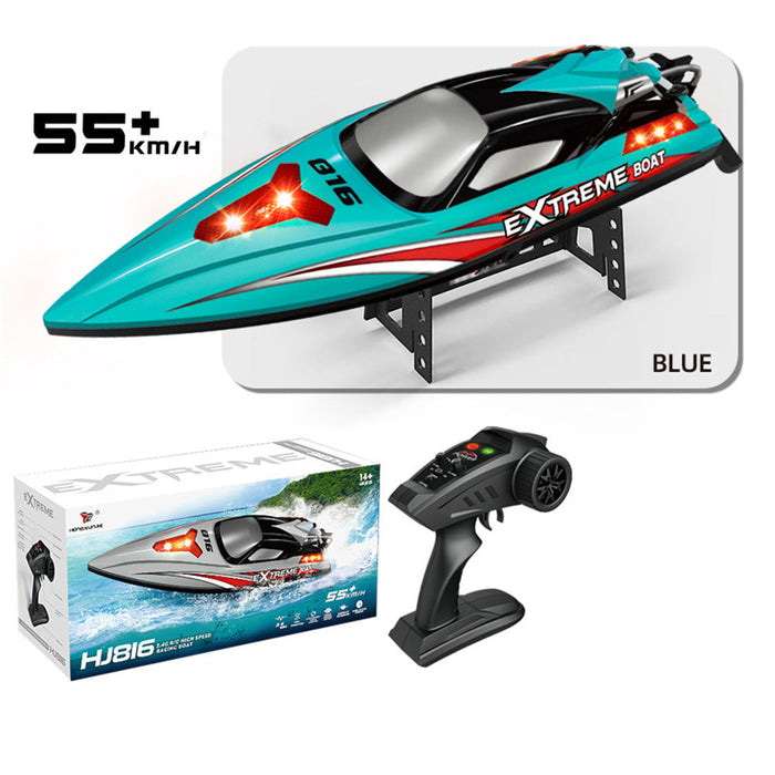 HXJRC HJ816 PRO RTR - 55km/h 2.4G Brushless High Speed RC Boat with Capsized Reset & LED Lights - Waterproof Electric Racing Speedboat for Lakes, Pools & Remote Control Enthusiasts