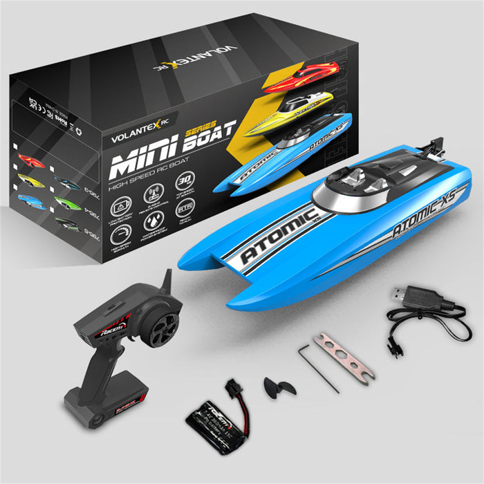 Volantexrc 795-5 ATOMIC XS - 2.4G 2CH Mini RC Boat with 30km/h Speed, Waterproof, Reverse, Water-Cooled System - Perfect for Pools and Lakes Toys