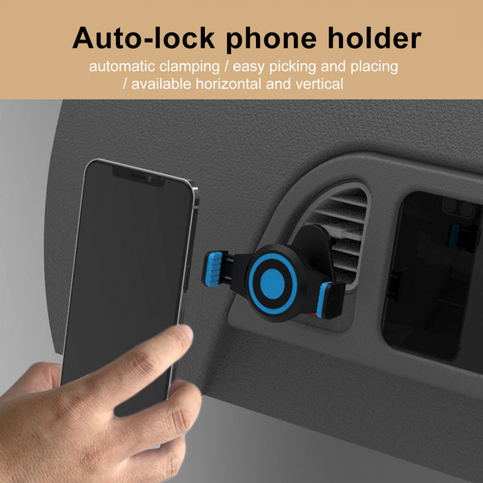 Auto-Lock Phone Holder Stand Bracket - 360° Rotation for Car Dashboard and Air Vent, Compatible with iPhone 12, XS, 11 Pro, POCO X3 NFC - Ideal for Hands-Free Mobile Phone Use in Vehicles