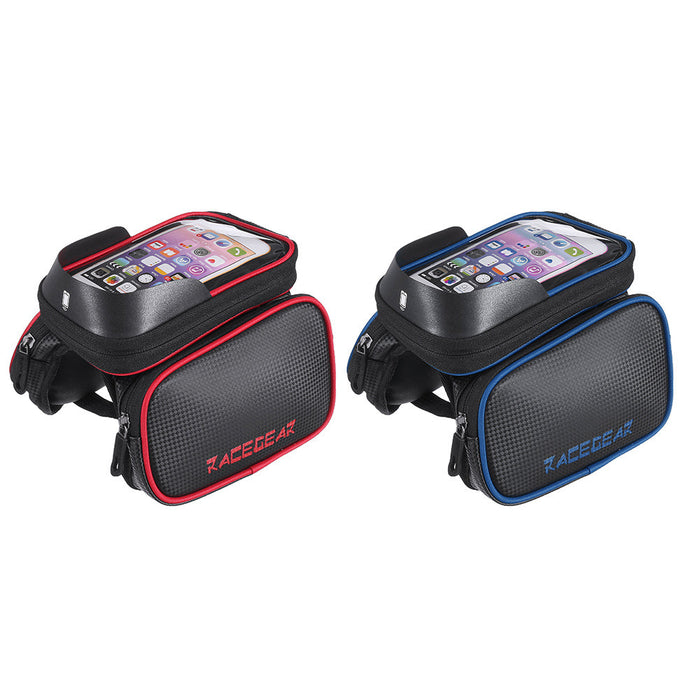 Mobile Phone Bicycle Front Bag - 6.2" Touch Screen Frame Case, Bilateral Tube Bag - Ideal for Cyclists Needing Easy Phone Access