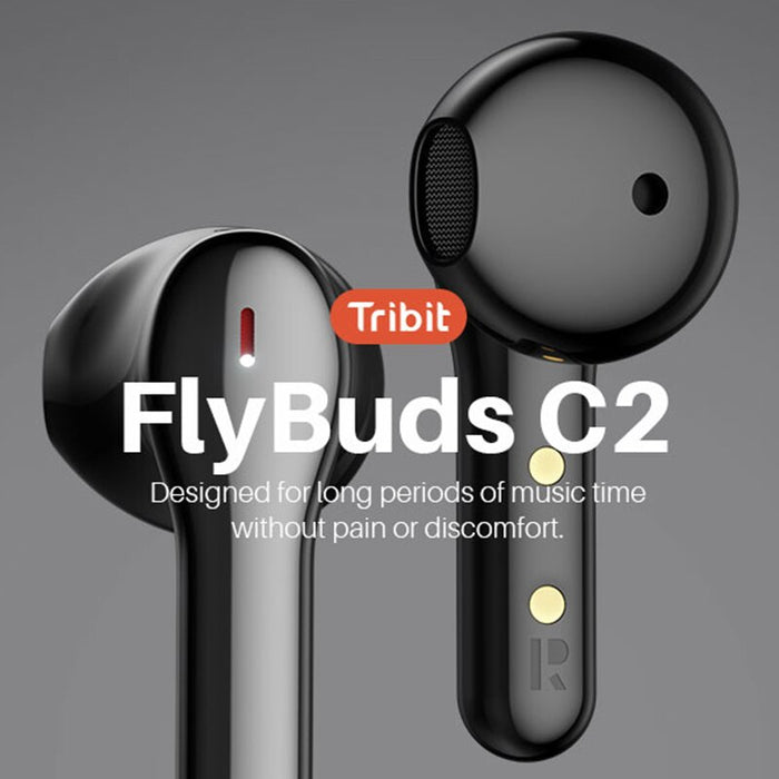 Tribit FlyBuds C2 Wireless Bluetooth Earphones 4 Mics Call Noise Canceling Crystal-Clear Calls Earbuds 32H Playtime Headphones