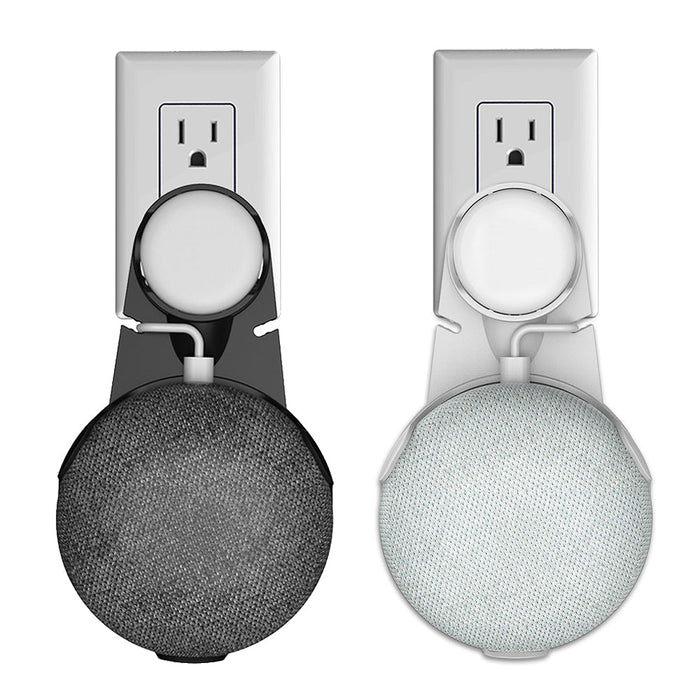 Google Home Mini - Wall Mount Adjustable Plug-In Microphone Holder with Hidden Bracket - Designed for Easy Home Installation and Concealment