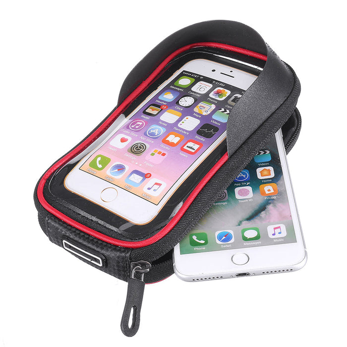 Mobile Phone Bicycle Front Bag - 6.2" Touch Screen Frame Case, Bilateral Tube Bag - Ideal for Cyclists Needing Easy Phone Access