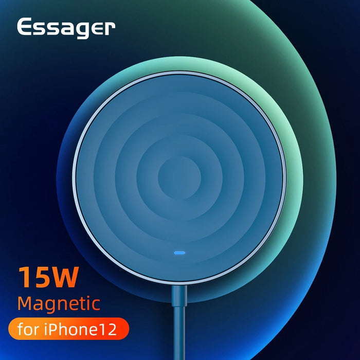 Essager 15W QI Magnetic Wireless Charger - Fast Charging Pad for iPhone 12 Series, Samsung S21, Galaxy Note S20 Ultra, Huawei Mate40, OnePlus 8 Pro - Ideal for Smartphone Users Needing Quick Charge