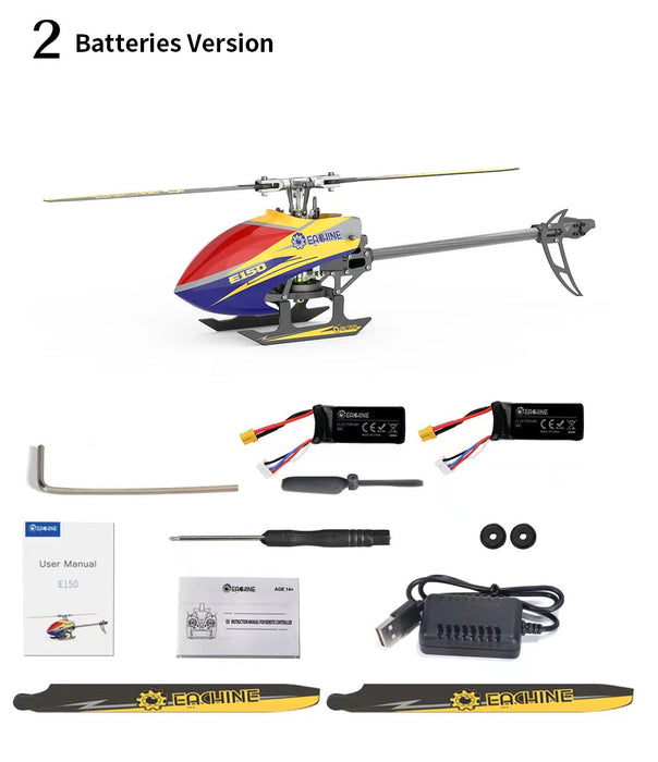 Eachine E150 2.4G 6CH - 6-Axis Gyro 3D6G Dual Brushless Direct Drive Motor Flybarless RC Helicopter - BNF Compatible with FUTABA S-FHSS for Enthusiasts