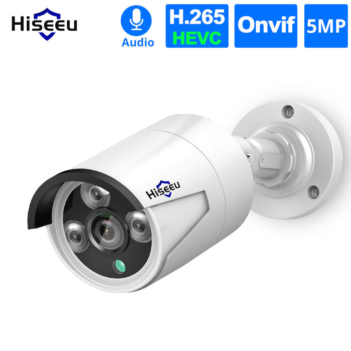 Hiseeu HB615 H.265 5MP - Outdoor Waterproof IP66 Security IP Camera with POE ONVIF & P2P Video Capability - Perfect for Home and Business Surveillance