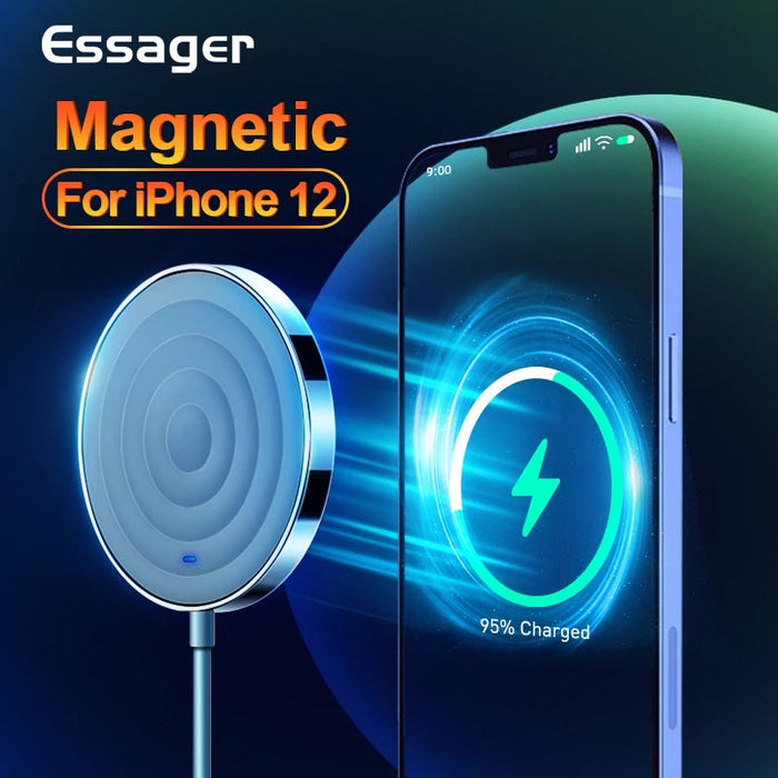 Essager 15W QI Magnetic Wireless Charger - Fast Charging Pad for iPhone 12 Series, Samsung S21, Galaxy Note S20 Ultra, Huawei Mate40, OnePlus 8 Pro - Ideal for Smartphone Users Needing Quick Charge