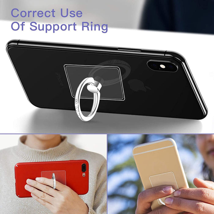 Bakeey Transparent Phone Ring Holder Stand - 360 Degree Rotation, Diamond Decoration, Finger Grip, Desk Accompaniment - Designed for Comfortable and Stylish Phone Handling