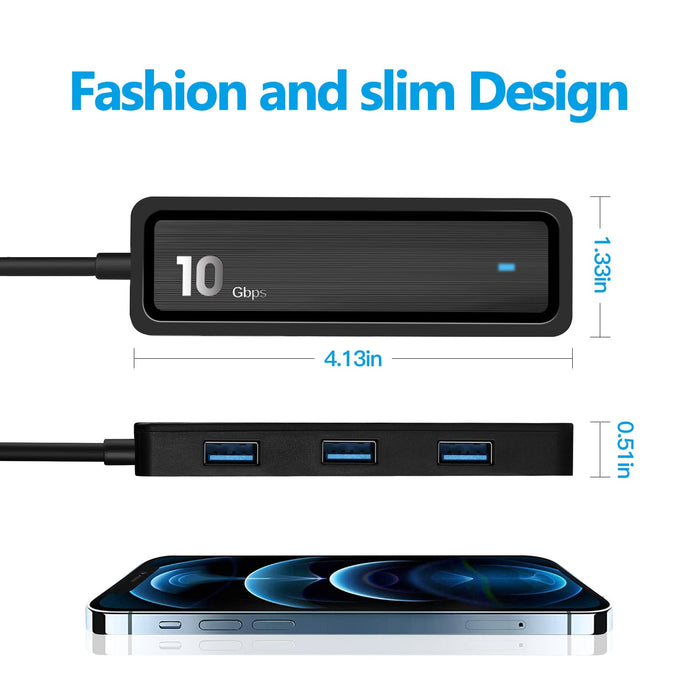 Pinrui 6-in-1 USB Hub - USB3.1 Gen 2 4-Port Expander with SD/TF Adapter, Laptop Docking Station - Perfect for Efficient Working and Data Transfers