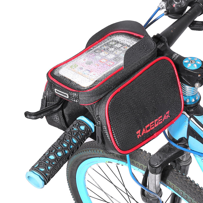 Mobile Phone Bicycle Front Bag - 6.2" Touch Screen Frame Case, Bilateral Tube Bag - Ideal for Cyclists Needing Easy Phone Access