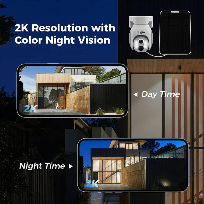 HISEEU TD473 - Solar Powered 4G Outdoor Security Camera with 360° PTZ, HD Color Night Vision & 2-Way Talk - IP66 Waterproof Home Surveillance Solution