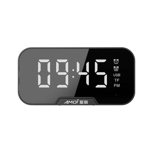 AMOI Wireless Bluetooth Speaker Portable Mini Double Alarm Clock FM Radio Subwoofer Phone Holder