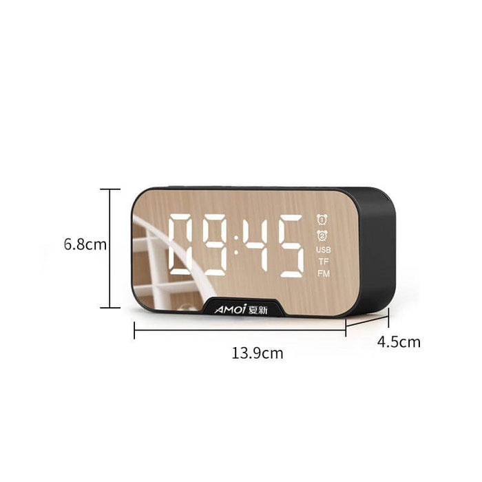 AMOI Wireless Bluetooth Speaker Portable Mini Double Alarm Clock FM Radio Subwoofer Phone Holder