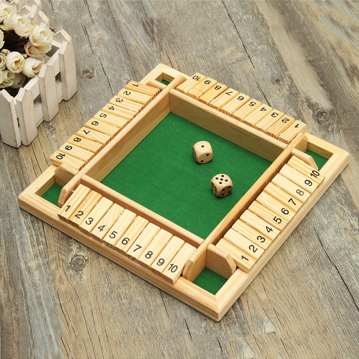 Wooden Traditional Four Sided 10 Number Pub Bar Board Dice Party Funny Game Toys