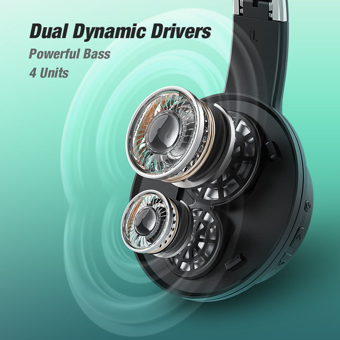 [Dual Dynamic Drivers] BlitzWolf® AirAux AA-ER3 bluetooth V5.0 Headphone 4 Units Deep Bass Low Latency 1000mAh Foldable Over-Ear Headset with Mic