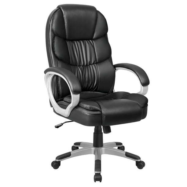 Black Executive High-Back Office Chair: Ergonomic Office Chair with Adjustable Swivel, Lumbar Support, and Armrests