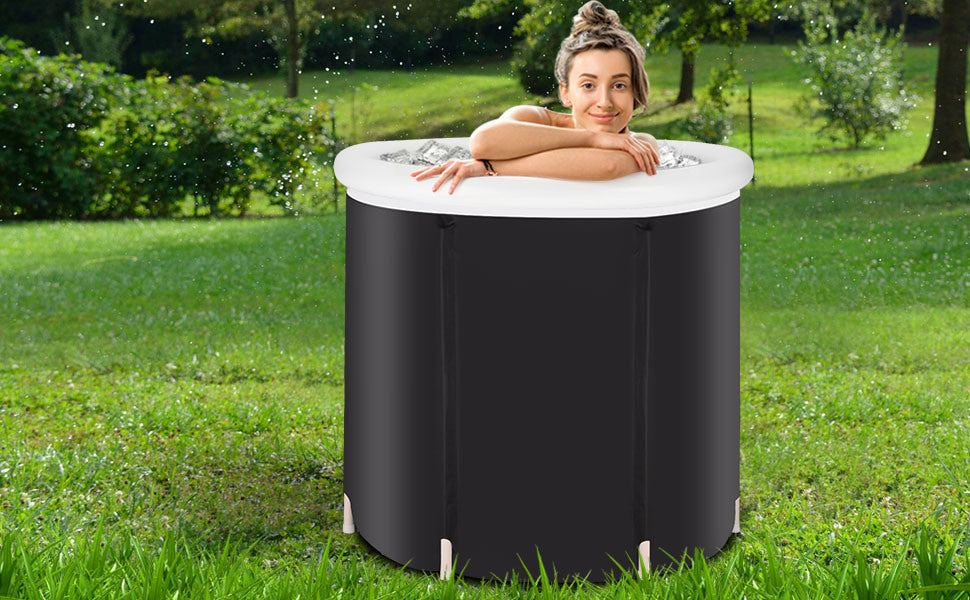 Portable Recovery Ice Tub for Athletes: Foldable, Insulated Adult Bathtub for Cold Water Therapy & Fitness Rehab - Outdoor Spa Soaking Tub