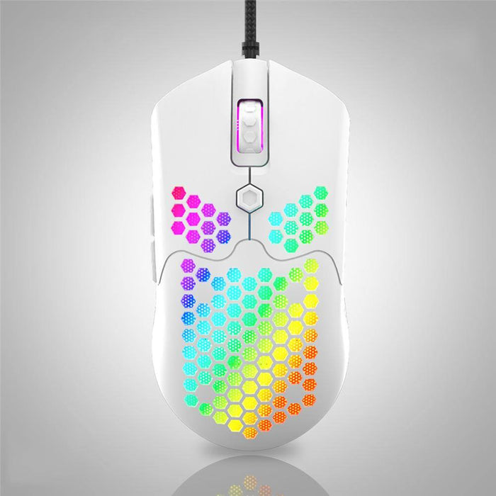 Free-Wolf M5 Wired Honeycomb RGB Gaming Mouse (12000DPI)