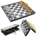 Chess Game Silver Gold Pieces Folding Magnetic Foldable Board Contemporary Set